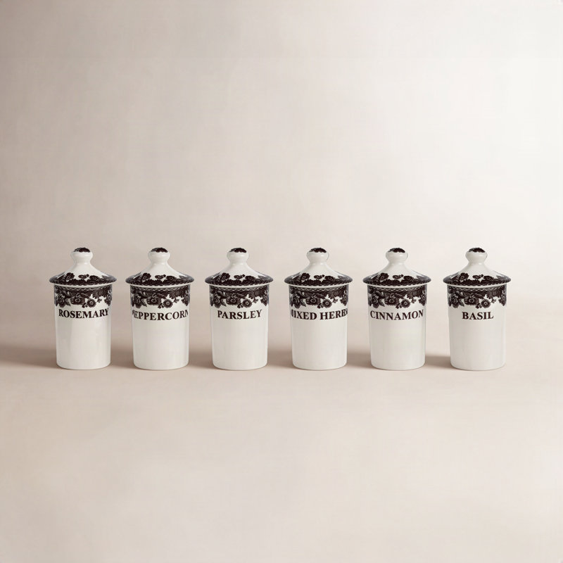 Spode Delamere Spice Jars S/6 2X4.5"