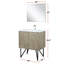 Meuble-lavabo rustique 30 po X P 20 po, comptoir à quartz blanc Scratch, robinet en nickel brossé et miroir mural suspendu de 28 po avec surface de preuve durable,