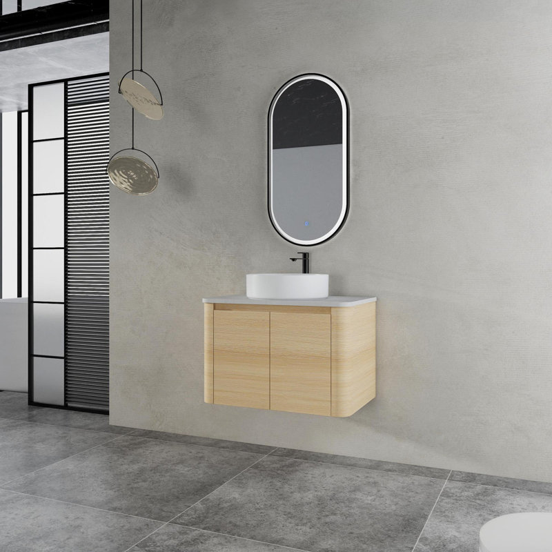 Meuble-lavabo mural avec lavabo en céramique, Blanc