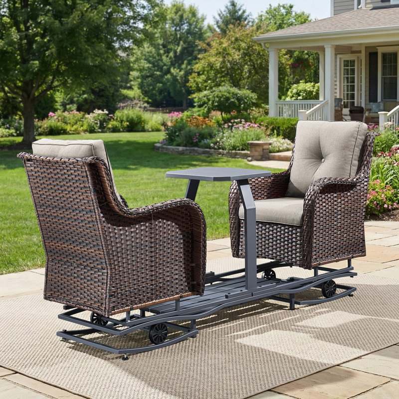 Ensemble de conversation pour 2 personnes avec table d'appoint, Beige