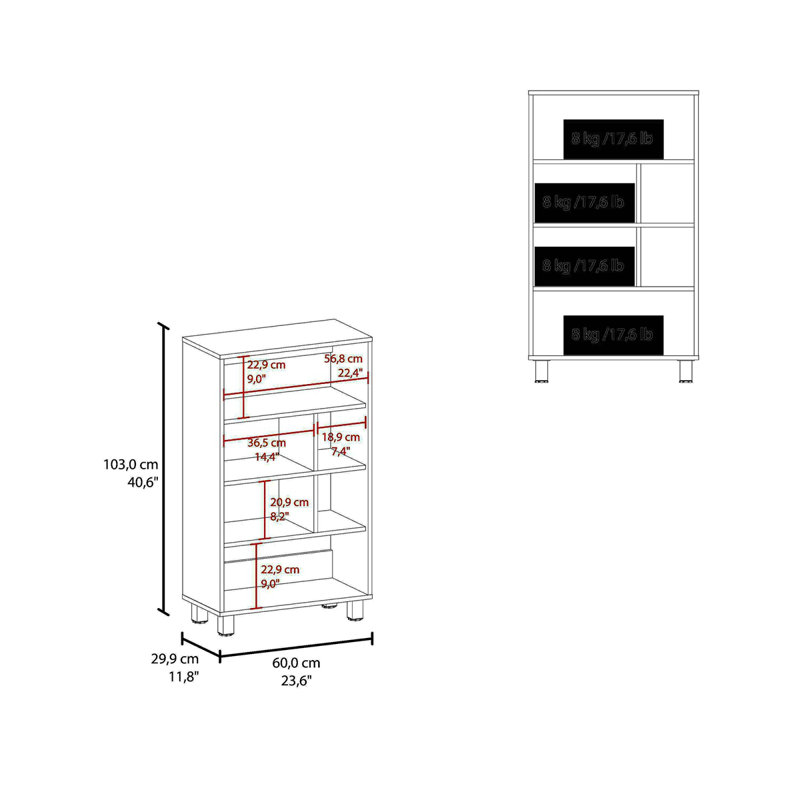 Bookcase With Shelf, Black