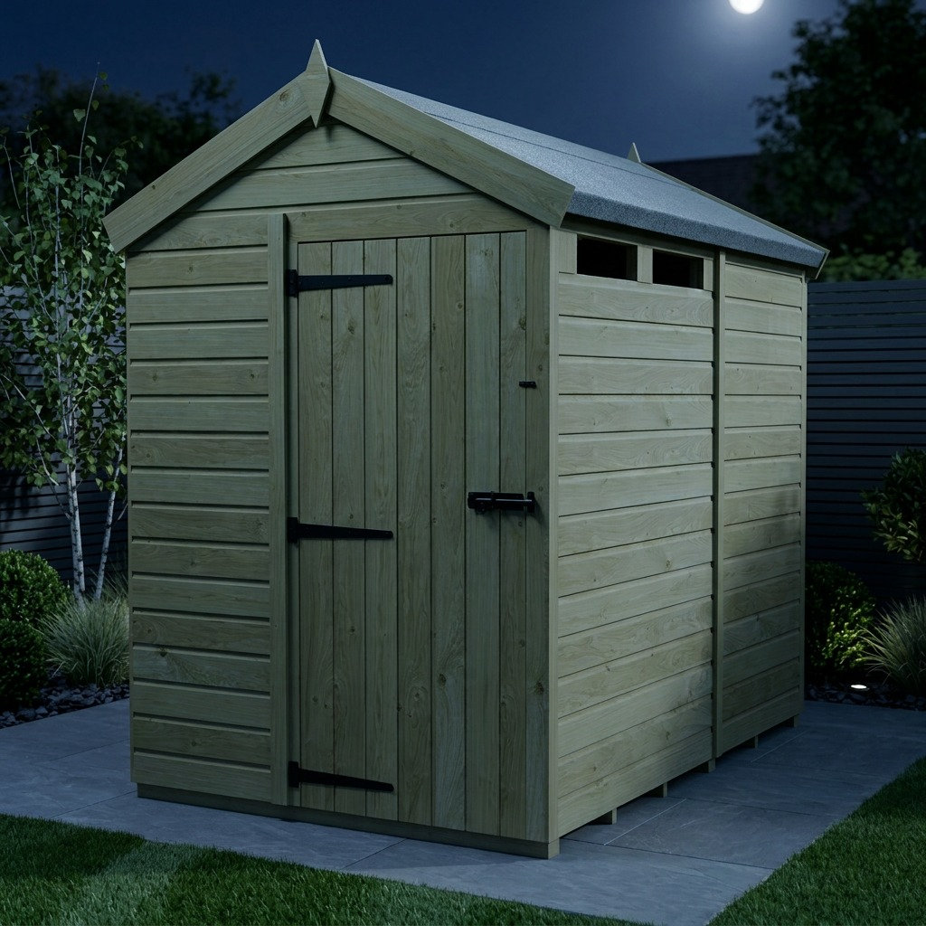 Total Sheds 7ft x 5ft Security Apex Shed - Heavy-Duty Hasp Staple Anti-Tamper - Pressure Treated Timber - UK Manufactured