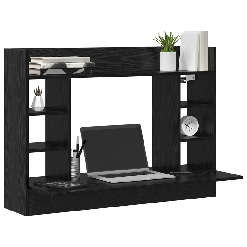 Wall-Mounted Desk 105X48x75 Cm Engineered Wood, Black Oak