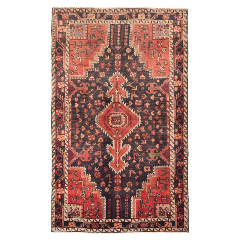 Tapis noir, rouge Anadol 4 pi 5 po x 7 pi 3 po