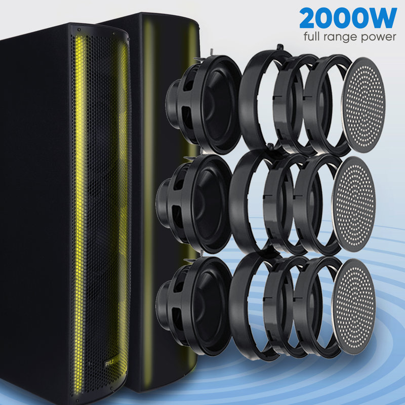 Pyle 3 x 6.5" Bluetooth Combo Speaker Boxes - DJ Loud Speakers with RGB Lights & Remote Control