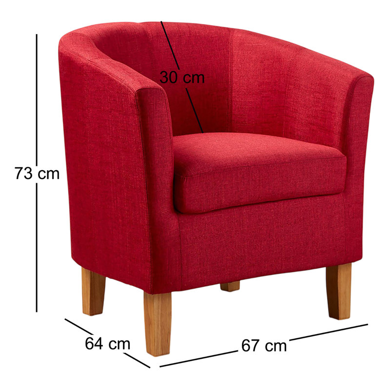 Bedford 67cm Tub Accent Occasional Chair, Red