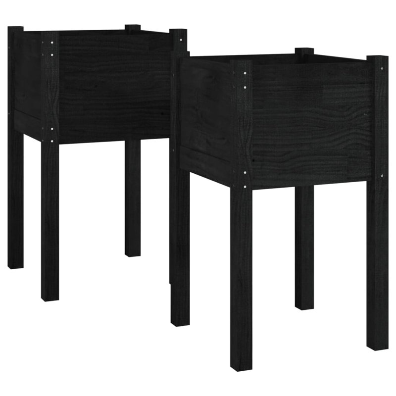 Alastar Wood Elevated Planter, Black, 70cm H x 40cm W x 40cm D