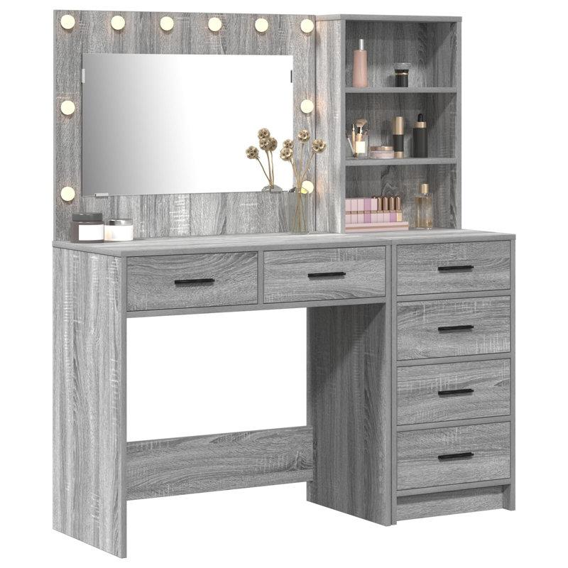 Set Of 2 Engineered Wood Standard Mirror, Grey Sonoma