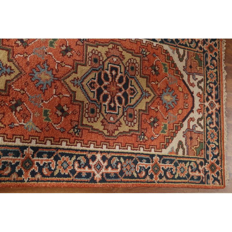 Tapis de couloir géométrique Heriz Serapi fait à la main 3 x 8