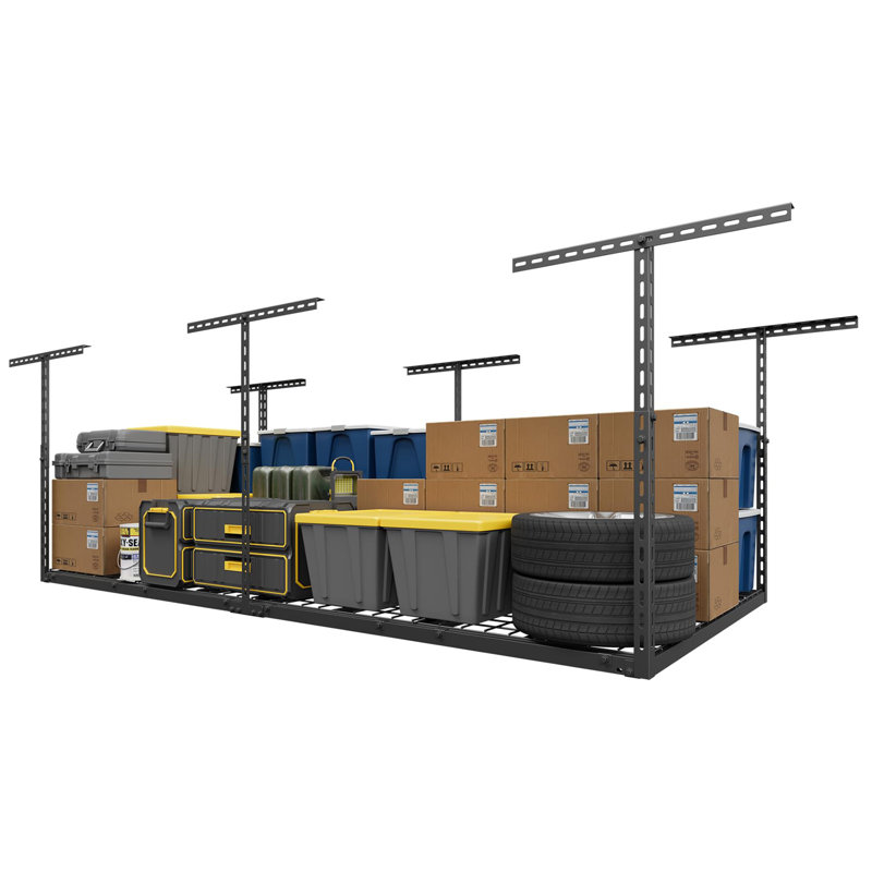 Support de rangement de garage 4X8FT, supports de plafond de garage réglables en hauteur de 26 à 40 po, système de rangement en métal robuste, capacité de poids de 750 lb