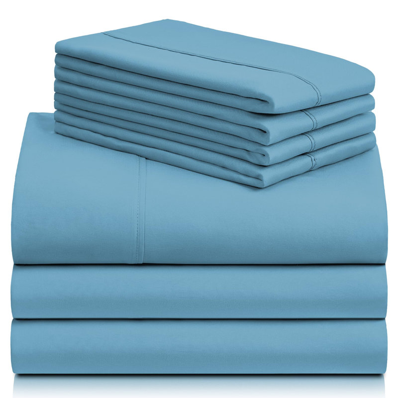Luxclub 4 PC Light Blue Full Silky Soft Cooling Extra Deep Pocket Performance Sheet Set, Light Blue 