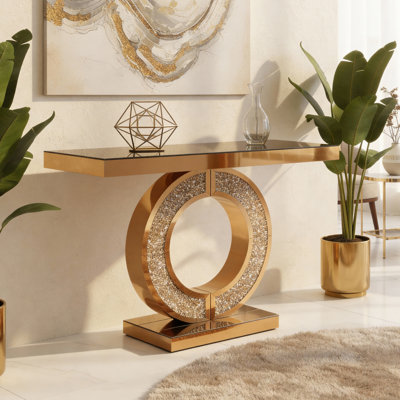 Console à miroir avec incrustation de diamant concassé (seulement avec table basse)