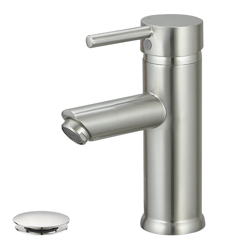 Robinet de salle de bain à un trou avec drain, Nickel