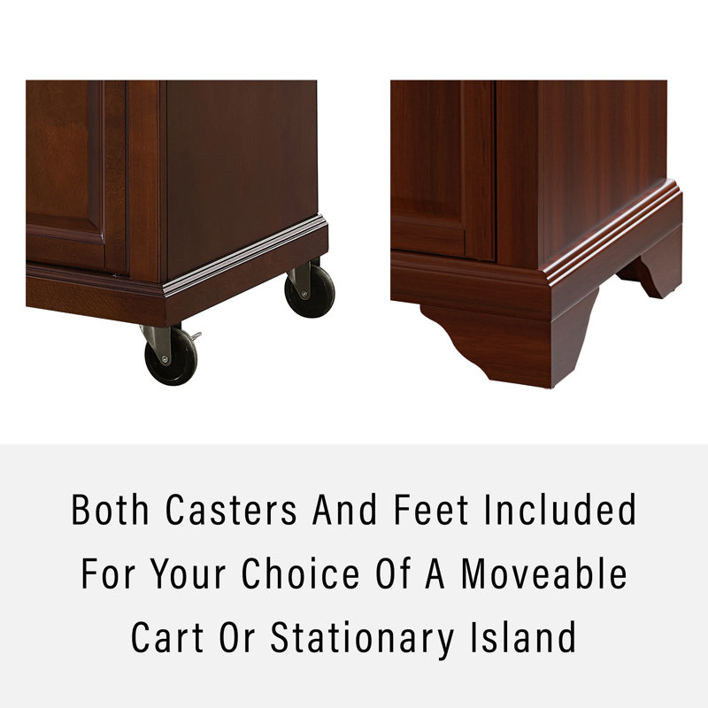 Hedon Granite Top Kitchen Cart, Vintage Mahogany