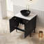 Meubles-lavabos modernes noirs avec rangement, lavabo en céramique, armoire en MDF