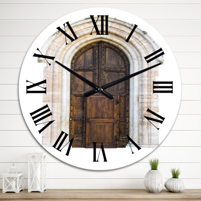 The Entrance Wooden Door Of Old Italian House I - Vintage Wall Clock
