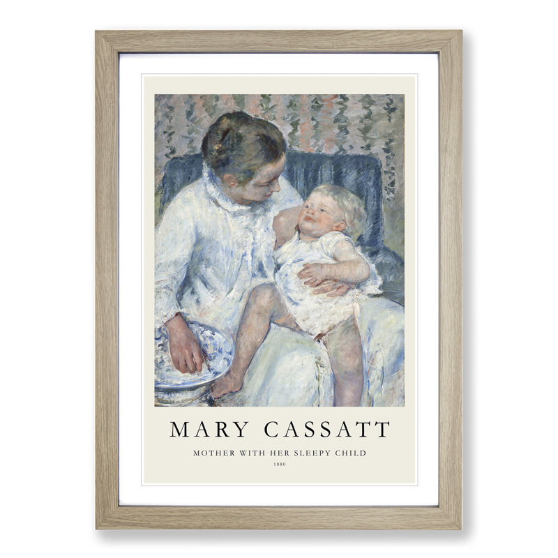 Childs Bath Time by Mary Cassatt - Picture Frame Art Prints, Oak, 48cm H x 36cm W x 2cm D