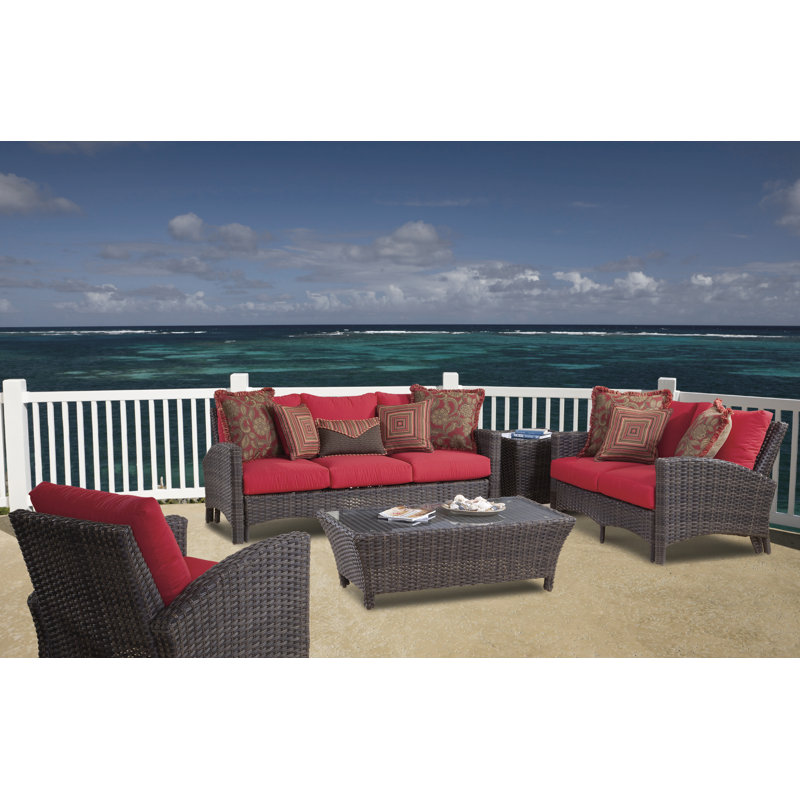 Spruill Wicker Outdoor Lounge Chair, Canvas Crimson Sunbrella® Canvas