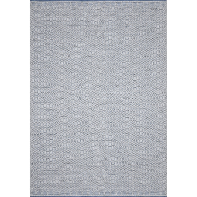 Global Recycled Standard Pearly Hand-Woven Loop Pile Recycled Rug Denim Blue