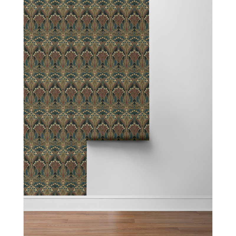 Darby Home Co® Aegean Blue & Clay Deco Dragonfly Peel And Stick Wallpaper