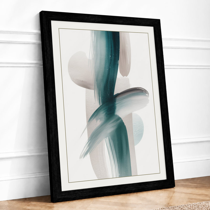 Flowing Teal Forms Abstract - Print, Black, A3 - 42.0 x 29.7 cm