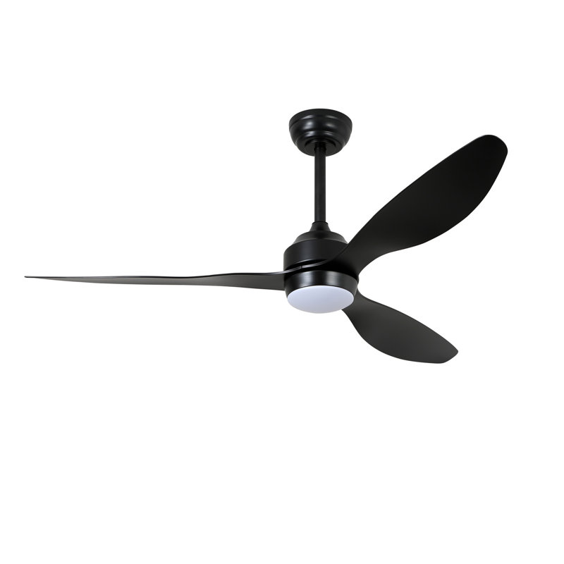 52" Ceiling Fan with Lights Quiet DC Motor 3 ABS Blade Ceiling Fans 6 Speed Levels,Reversible Ceiling Fan, for Patio Living Room, Bedroom, Office,Indoor.(Matte Black )
