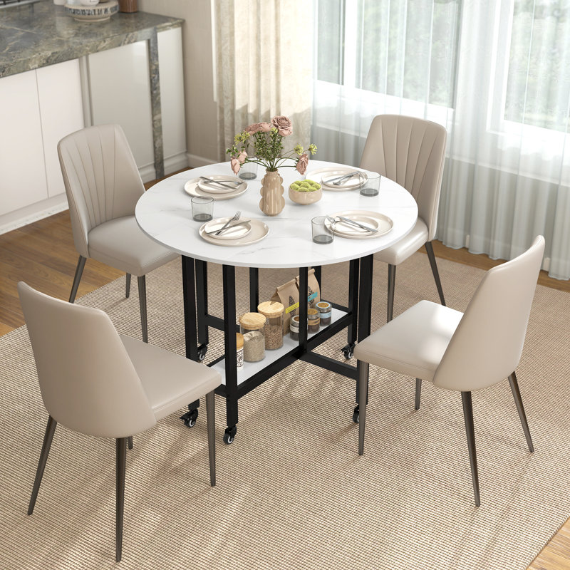 Round Metal Base Dining Table, 75cm H x 100cm x 100cm D