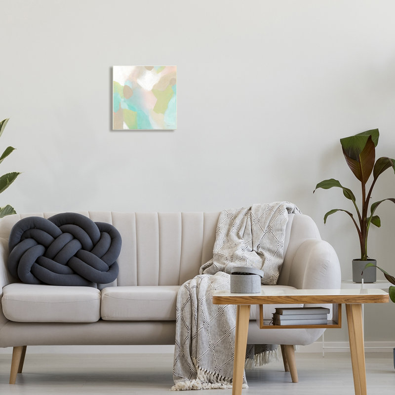 Modern Fluid Pastel Shapes Soft Green Unframed Wall Art