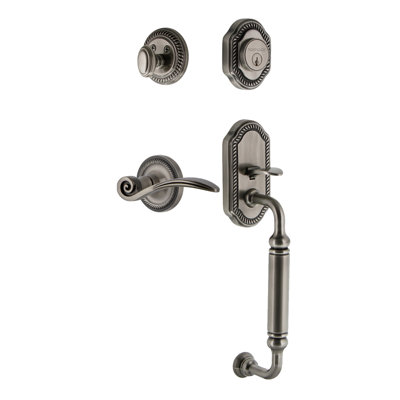 Nostalgic Warehouse Rope Rosette C Grip Handleset with Single Cylinder Deadbolt and Swan Lever