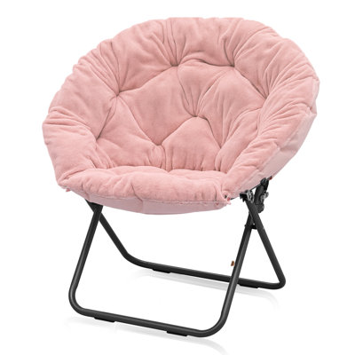 Foldable Round Saucer Chair Portable Dorm Chair Lounge Chair Accent Chair for Bedroom Living Room