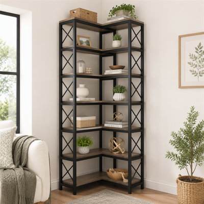 7-Tier Corner Bookshelf Corner Bookcase Storage Display Rack