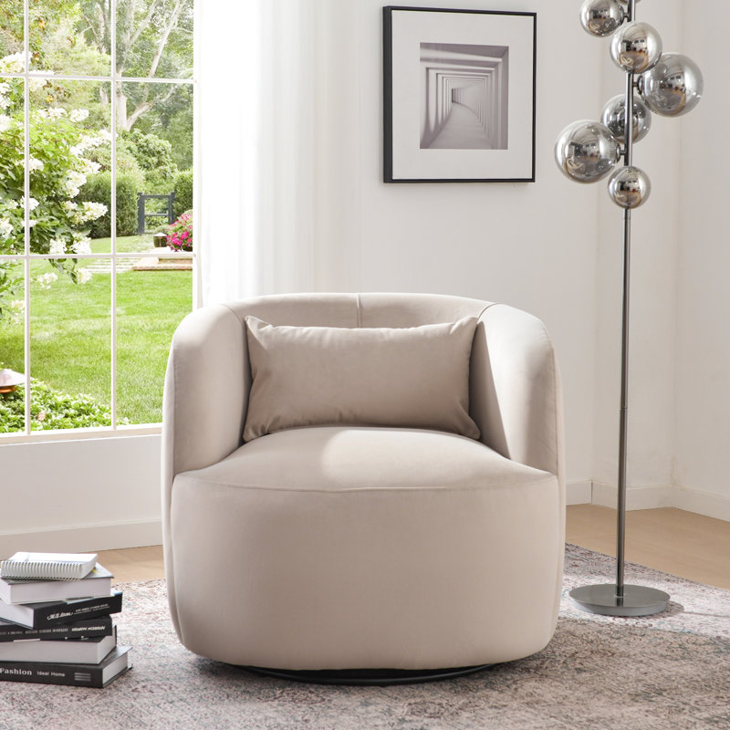 Jaydin 33" Wide Velvet Upholstered Swivel Armchair, Dove Gray Velvet