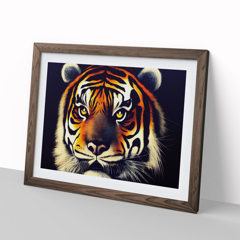 A Tiger Portrait Vol.4 - Single Picture Frame Print, Walnut, 25cm H x 34cm W x 2cm D