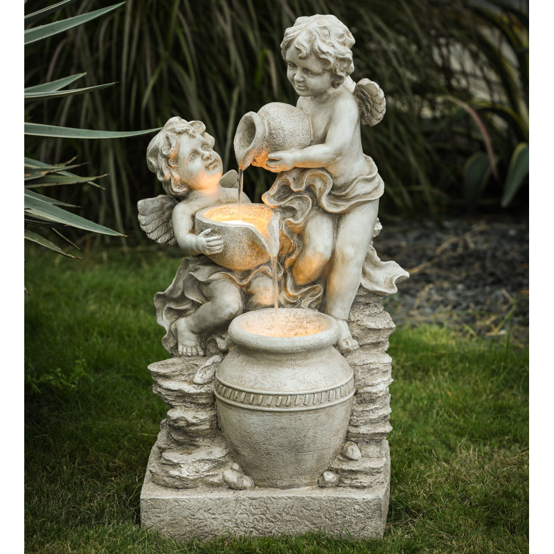 Fontaine de plancher pour enfant avec anges en résine 29,7 po Brook Light