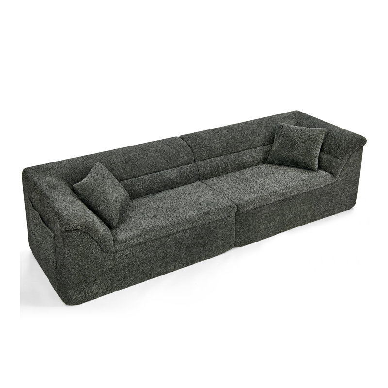 Canapé moderne en tissu à 2 places pour le salon, Boucle gris