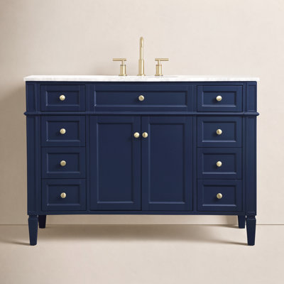 Rivers 48'' Single Bathroom Vanity with Carrara Marble Top