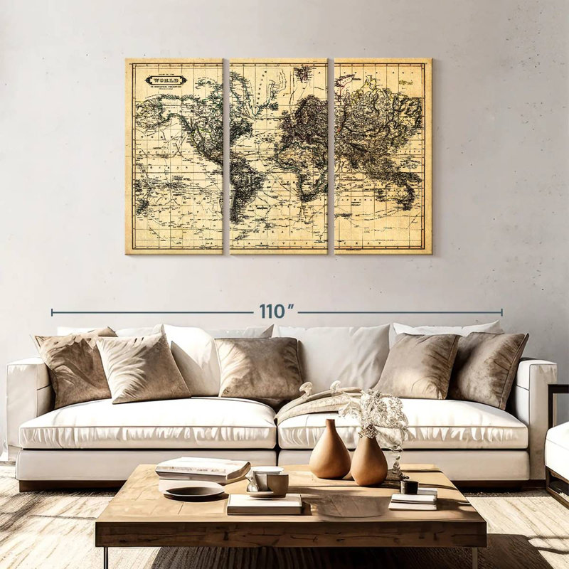 Carte de la carte du monde Aliaz, H 48 po x l 74 po