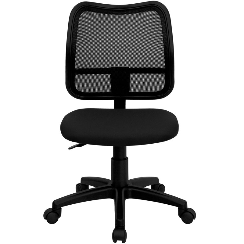  Chaise de bureau pivotante en filet à dossier moyen, Tissu noir, Non inclus