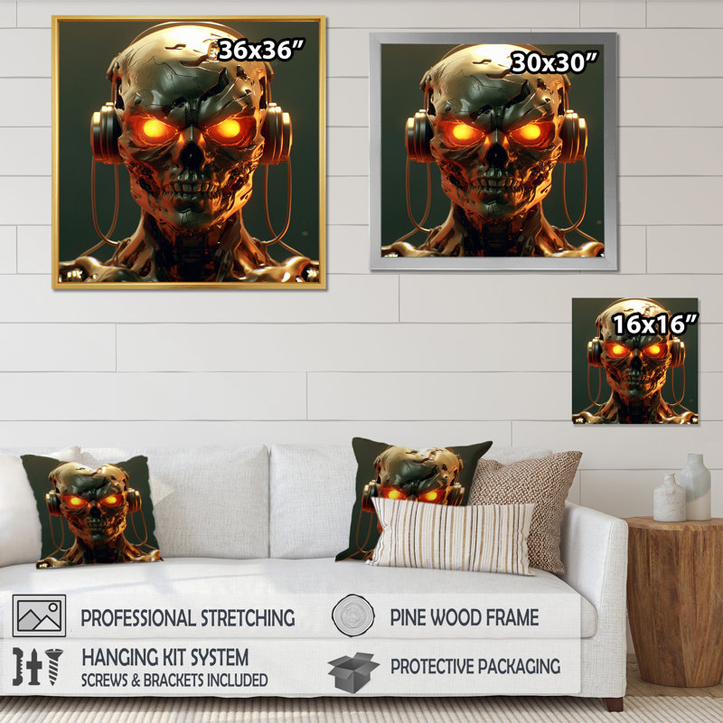 Robotic Demon I sur impression sur toile, H 40 po x l 30 po x P 1,5 po, Cadre flottant noir