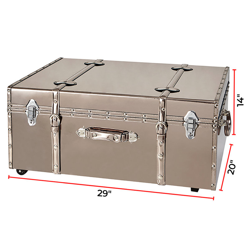 Texture Brand Designer Trunk with Wheels - Metallic, Bronze