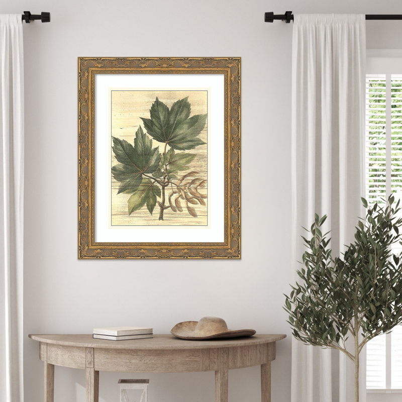 «Weathered Maple Leaves No. 2» par Gerard Paul Deshayes, reproduction d'art encadrée sur bois, 28 x 23, Filigrane doré