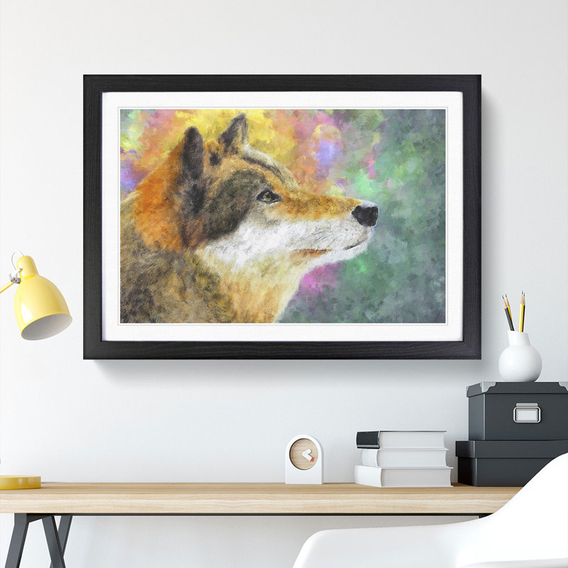 Abstract Wolf Vol.1 - Picture Frame Graphic Art, 48cm H x 65cm W x 2cm D, Black Framed