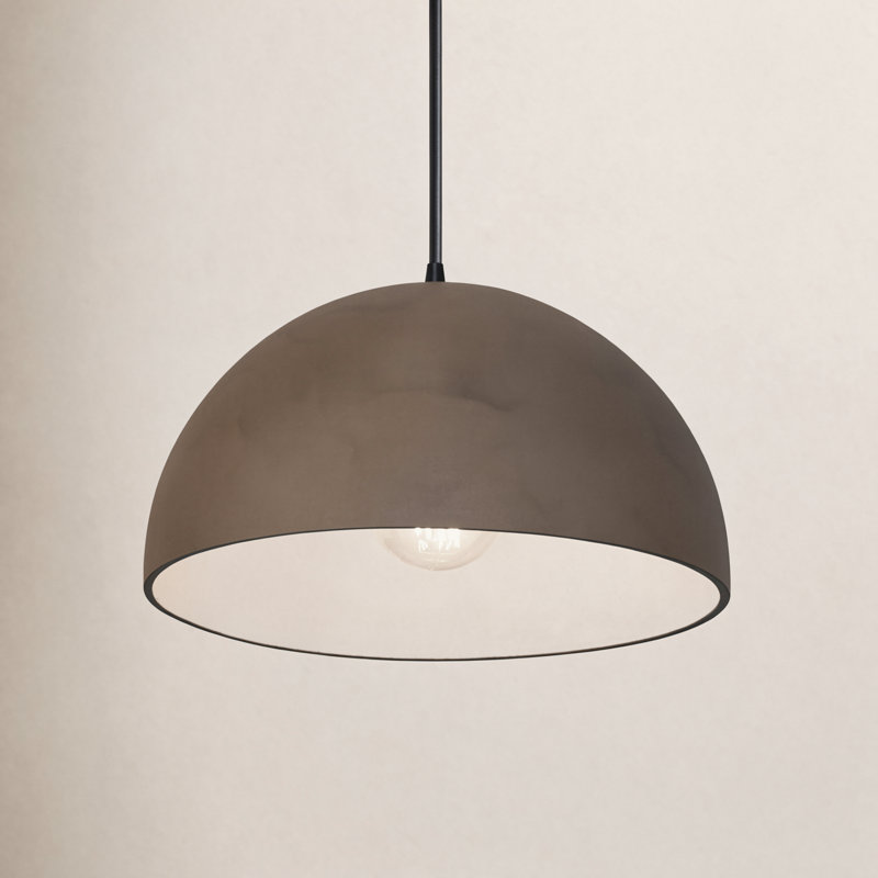 Leni 1-Light Ceramic Dimmable Dome Pendant, Matte Black, Terra Cotta