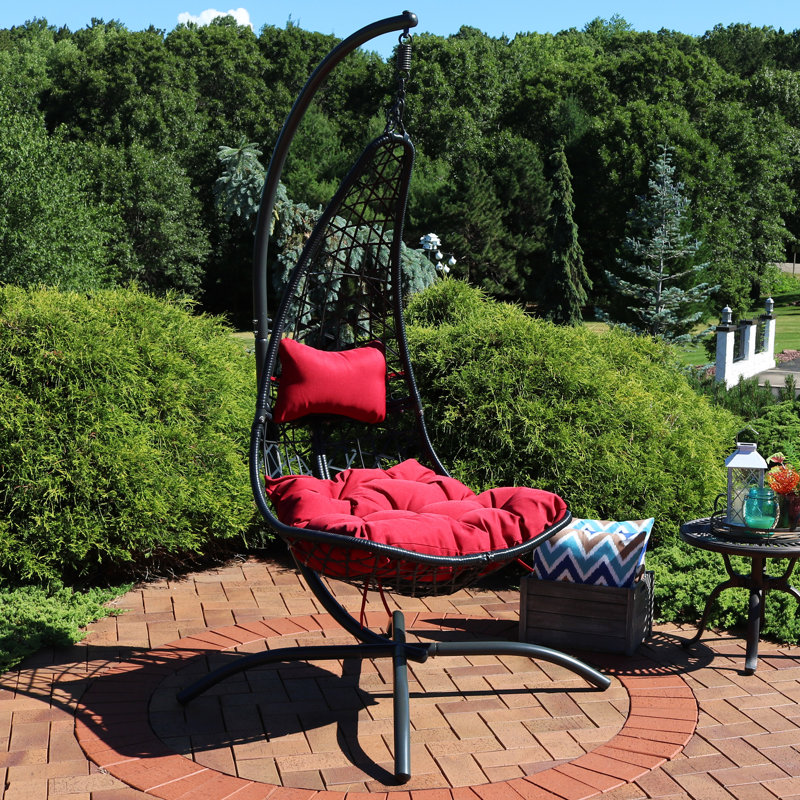 Keyone 1 Person Swing Chair with Stand, Red