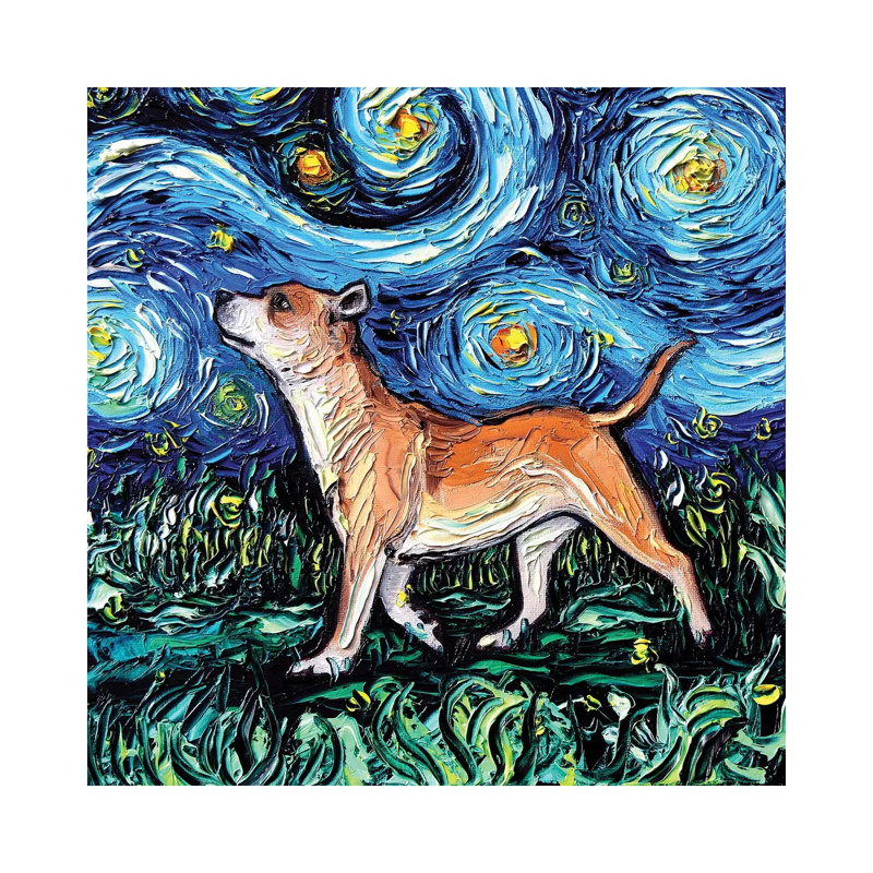 Staffordshire Bull Terrier Night by Aja Trier - Wrapped Canvas Gallery-Wrapped Canvas Giclée