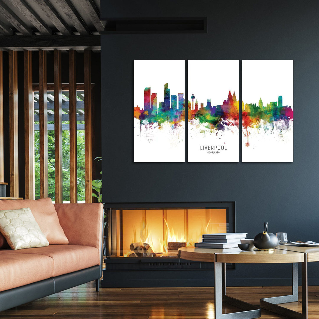 Liverpool England Skyline von Michael Tompsett - Ohne Rahmen Galerie-verpackte Leinwand Giclée auf Leinwand