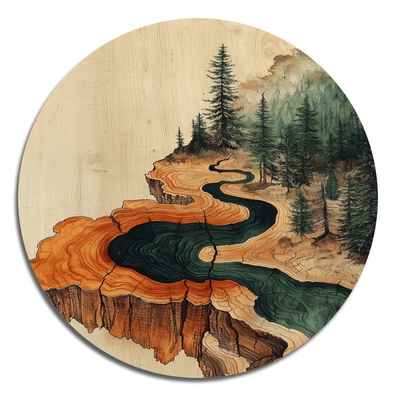Rosalna - Décoration murale ronde en métal forêt, H 29 po x l 29 po