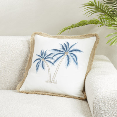 Coastal Embroidered Palm Tree Poly Filled Pillow