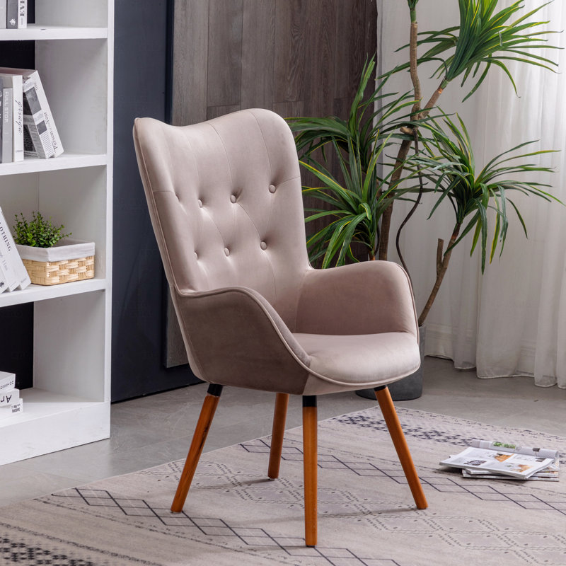 Doarnin Tufted Button Accent Chair, Single Upholstered Chair, Kitchen Dining Chair for Indoor, Chocolate Velvet