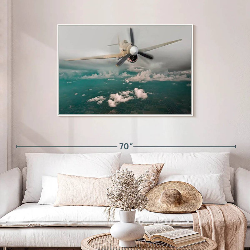 Avion Curtiss P 40 Warhawk, Cadre flottant blanc, 43 po x 29 po